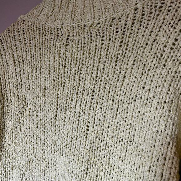 Anthropologie NWT Sweater Mock Neck Yellow Green Loose Weave Oversized‎ Size XS - Picture 4 of 8